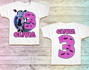 Vampirina Birthday Shirt, Vampirina Girl's Tshirt, Vampirina Outfit, Vampirina pink tee, raglan, vampirina Party Theme, Bats Spider Web