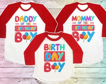 Balloon Birthday Shirt, Birthday Party Family shirt, First Birthday Shirts, Balloon Party Mommy Birthday, Shirt Raglan, Boys 1st birthday