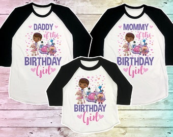 Doc Mcstuffins Birthday Shirt, Doc Mcstuffins Family Birthday shirt, First Birthday Shirts, Doc Mcstuffins Mommy Birthday Raglan, Girl Shirt