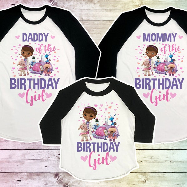 Doc Mcstuffins Birthday Shirt, Doc Mcstuffins Family Birthday shirt, First Birthday Shirts, Doc Mcstuffins Mommy Birthday Raglan, Girl Shirt