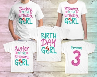 Little Mermaid Birthday Shirt, Princess Ariel Family Birthday shirt, Little Mermaid Birthday Shirts, Little Mermaid Mommy Birthday white tee