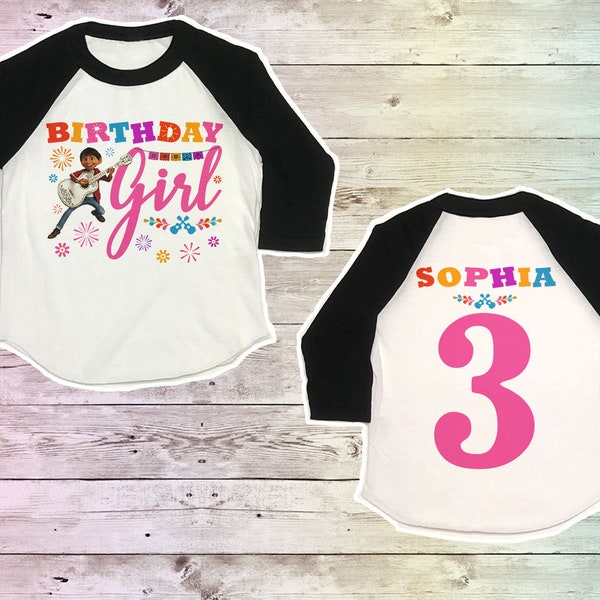 Coco Birthday Shirt, Disney Coco Birthday shirt, Coco Girls pink Birthday Shirts, Coco de los muertos Shirt Raglan, Coco Party Shirt bday