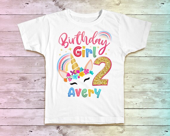 Rainbow Unicorn Birthday T-Shirt, Birthday Girl Outfit Rainbow Unicorn Birthday T-Shirt, Birthday Girl Outfit