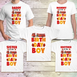 Fireman Birthday Shirt, Fire Truck Family Birthday shirt, Firefighter Birthday Shirts, Fireman Mommy Birthday white tee, boys birthday shirt