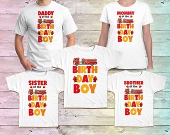 Fireman Birthday Shirt, Fire Truck Family Birthday shirt, Firefighter Birthday Shirts, Fireman Mommy Birthday white tee, boys birthday shirt