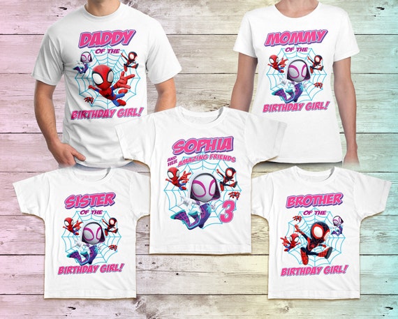 Camisa de cumpleanos de Spiderman camiseta de Ghost Spider y sus increibles amigos familia Spiderman camisa de cumpleanos personalizada camisa de cumpleanos para ninas Etsy Mexico