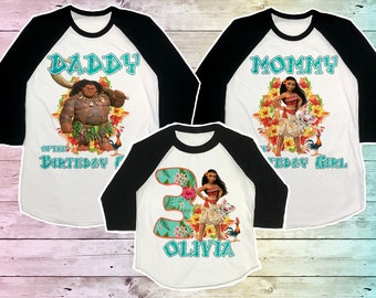 Moana Birthday Shirt, Moana Family Birthday shirt, Moana Matching Birthday Shirts, Moana Ocean Birthday Mommy Raglan Baseball,Hawaiian Shirt