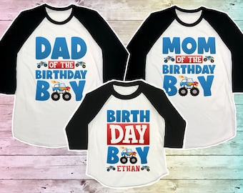 Monsters Truck Birthday Shirt, Monster Truck Family Birthday shirt, Race Truck Matching Birthday Shirts, Monster Truck Mommy Shirt Raglan