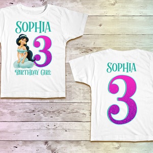 Jasmine Birthday Shirt, Princess Jasmine Party Girls Tshirt, Jasmine Outfit, Jasmine pink tee, raglan, Jasmine Baseball, Girls Birthday tee