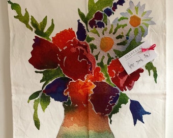 Picture tea towel, cotton linen blend, “Boquet”