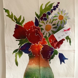 Picture tea towel, cotton linen blend, Boquet image 1