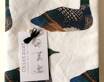 Tea towel, cotton linen blend, “Loon” design