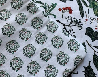 Reversible Table Runner, ‘Winter Greens’ design, 14”x56”