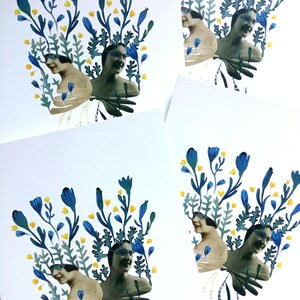 Cartão de arte em um envelope "Gêmeos" Presente de casamento personalizado - Cartões em branco - Notas em branco - arte de Iuliia Baluda