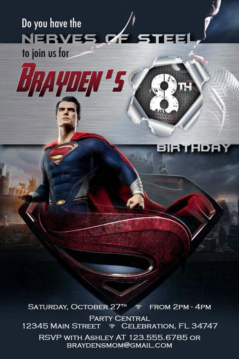 superman 1 birthday party invitation custom diy printable birthday cards greeting cards fullharvest com hk