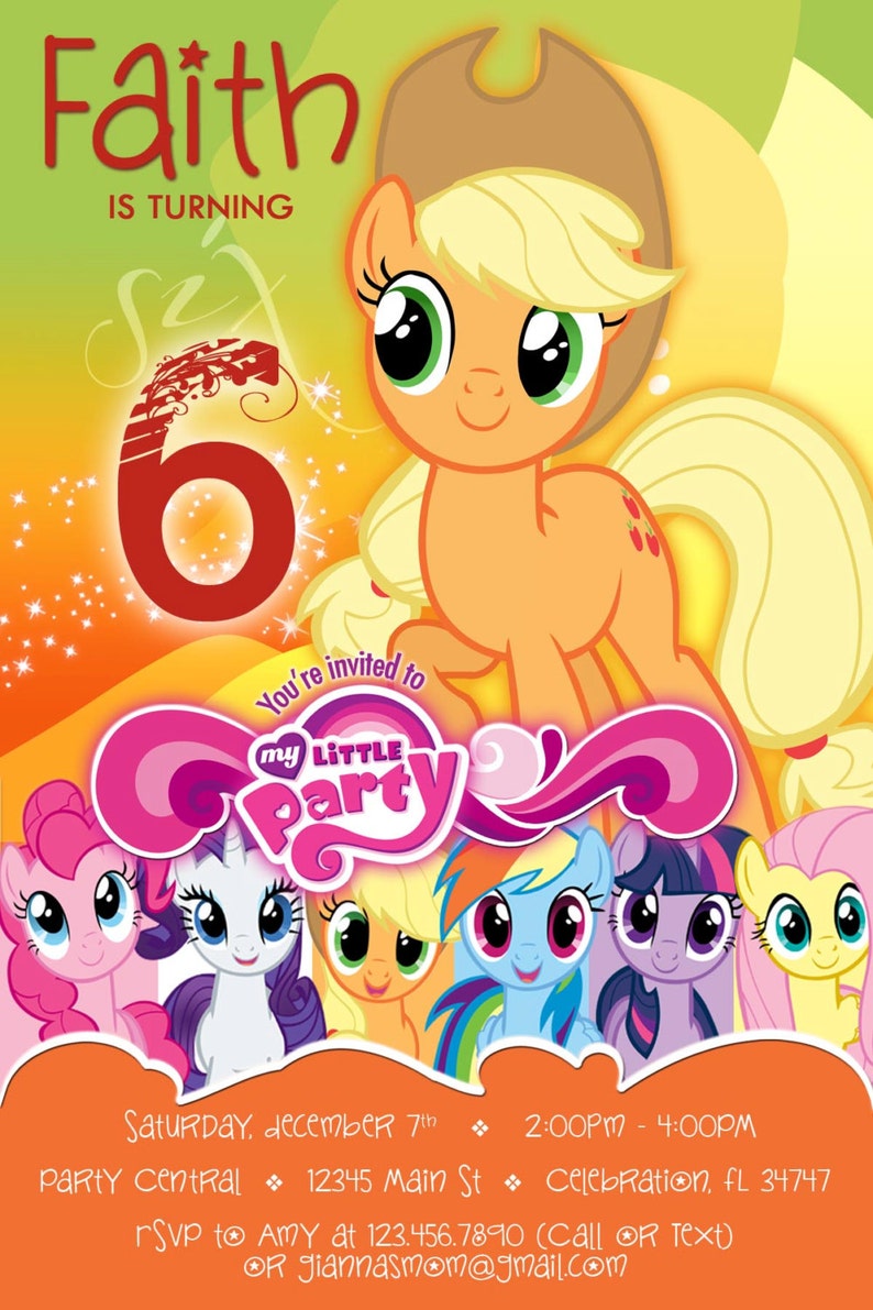 My little pony 7 Applejack Birthday Printable Party Etsy