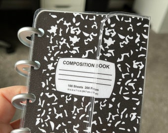 composition notebook inspired cover "Planner Keeper" style with flap enclosure for micro notes, mini happy planner *COVERS only