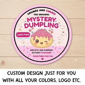 CUSTOM digital designed sticker labels for the lids of packaging for dumplings containers