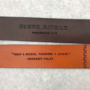 Leather Bookmark Personalized Custom Leather Note Hand Stamped Wedding ...