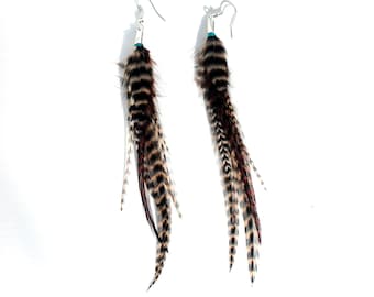 Natural Feather Earrings Polka Long Feather Earrings for Women 9-13 Inches
