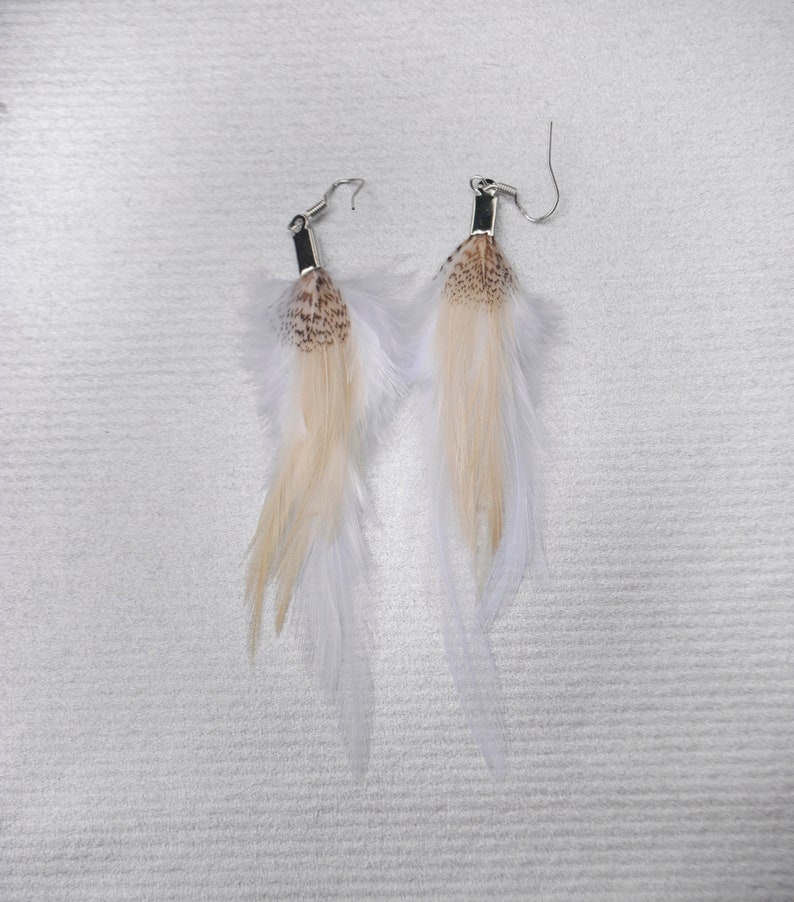 White Feather Earrings Natural Feather Earrings Real Feather Etsy