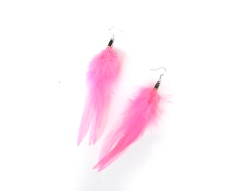 Pink Feather Earrings