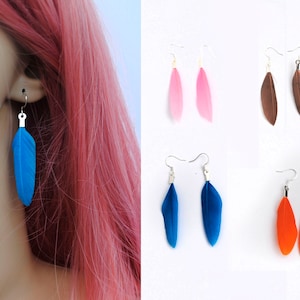 Small Feather Earrings Choice of Colours Natural Feathers Real Feather Earrings New Smaller Size Mini Duck Feathers