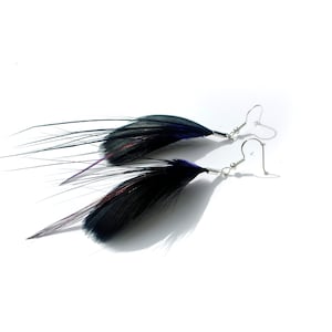 Boucles d'oreilles plumes noires Aigrette Silks Orchidée noire