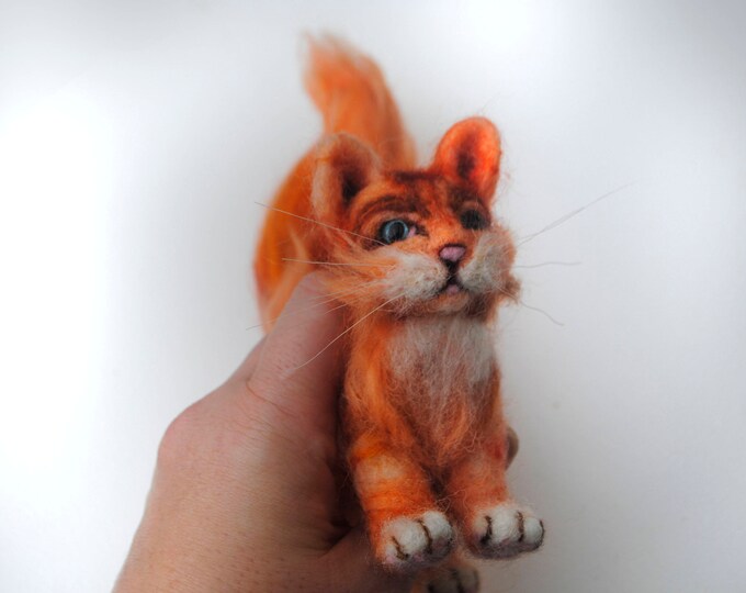 Needlefelted Miniature Cat Fluffy Long Fur Ginger Marmelade Etsy UK