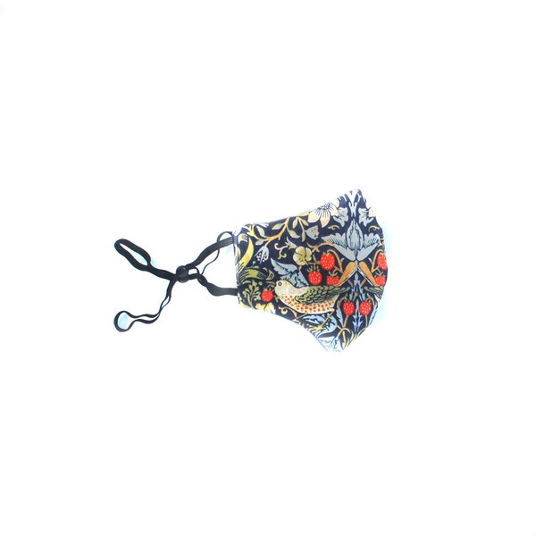 Strawberry Thief Face Mask William Morris Print Face Mask Floral Birds Classic Print Face Mask The Strawberry Thief Pure Cotton Face Mask