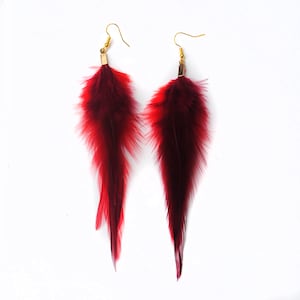 Wine Red Feather Earrings