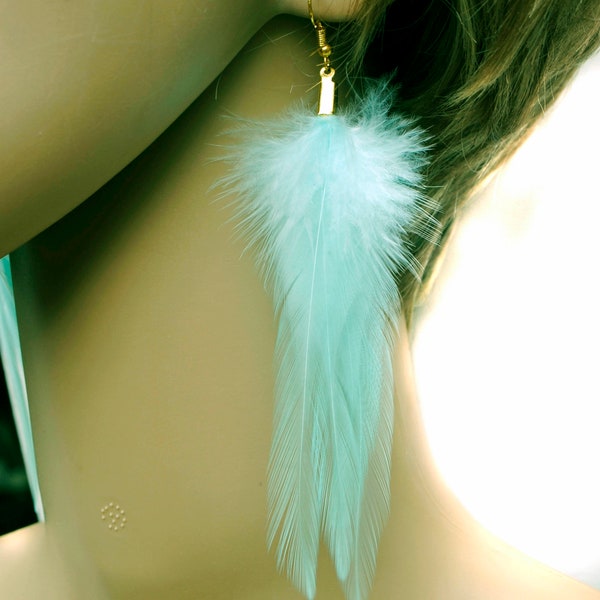 Mint Green earrings Real Feather Earrings in Pale Green Natural feather  earrings Pastel Green Aqua