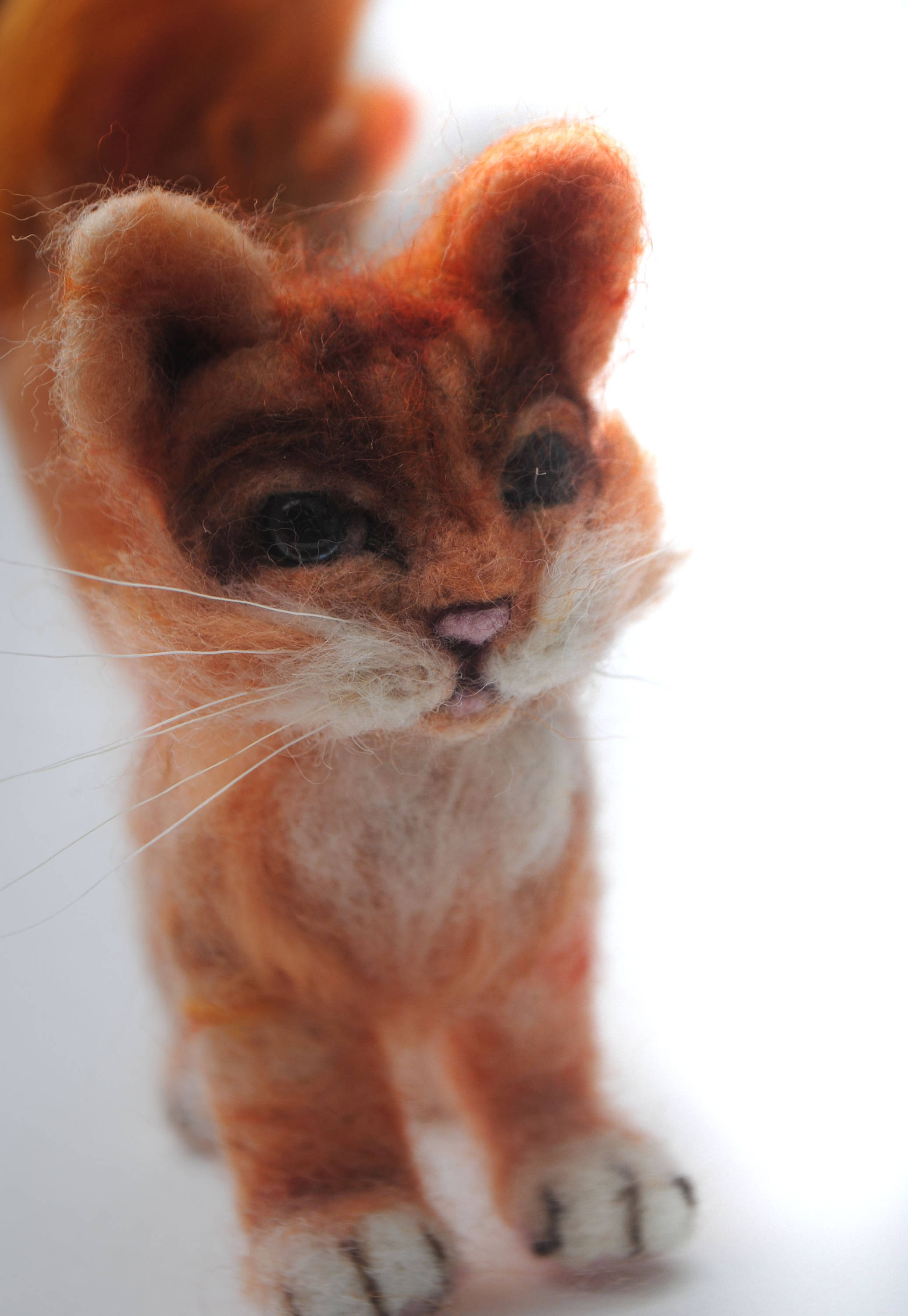 Needlefelted Miniature Cat Fluffy Long Fur Ginger Marmelade Etsy