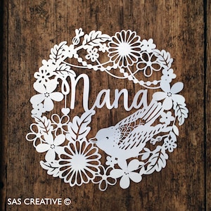 Modèle de découpe de papier Nana / Nan pour la fête des mères, anniversaire PDF Jpeg SVG, créez votre propre carte de découpe de célébration DIY à partir de papiers découpés de Samantha