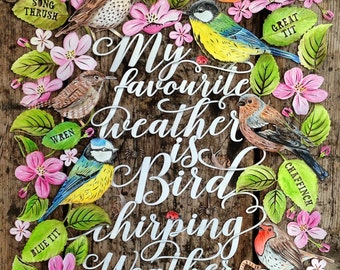 Plantilla de recorte de papel con el canto de los pájaros, A3 (PDF, SVG, JPEG)