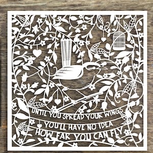 Commercial Use Papercut Template 'Until You Spread Your Wings' PDF JPEG for handcutting & SVG file for Silhouette Cameo or Cricut