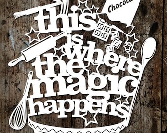 Commercial Use Papercut Template 'This is Where the Magic Happens' Printable PDF JPEG SVG file for Silhouette Cameo or Cricut