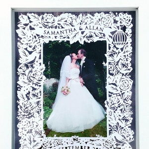 Papercut Photo Frame Template for Wedding Day / First Wedding Anniversary Celebration Gift by Samantha&#39;s Papercuts