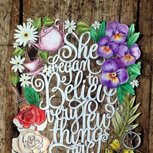 Papercut Template &#39;She Began to Believe&#39; Alice in Wonderland inspired PDF JPEG for handcutting & SVG file for Silhouette Cameo or Cricut