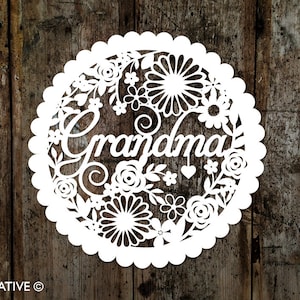 Papercut Template &#39;Grandma&#39; Mother&#39;s Day Papercut PDF Downloadable