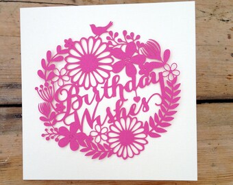 Papercut Template 'Birthday Wishes' PDF Jpeg SVG Make Your Own DIY Celebration Cards from Samantha's Papercuts