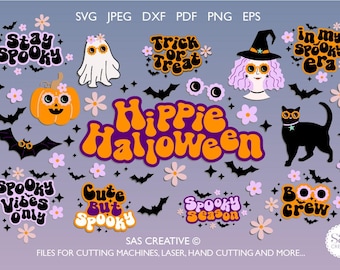Groovy Retro Halloween Vectors - SVG EPS DXF and more