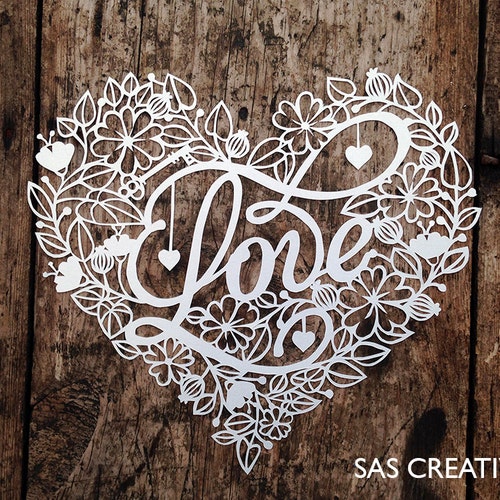 Papercut Template 'love' Valentine's Heart PDF - Etsy