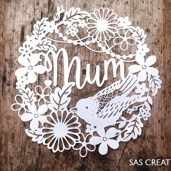 Commercial Use Papercut Template Mum / Mom Mother's Day Birthday PDF Jpeg SVG Make Your Own DIY Celebration Cards from Samantha's Papercuts