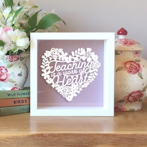 Papercutsjabloon Bloemen Docenten Lesgeven Cadeau Hart Krans Kaarten maken PDF JPEG voor handsnijden en SVG voor snijmachines