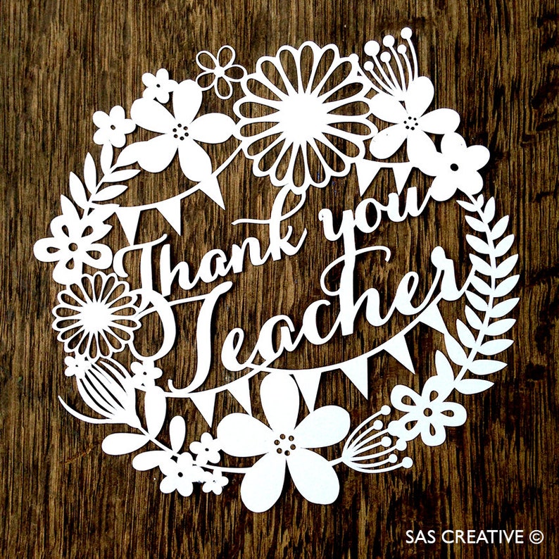 Download Papercut Template Thank You Teacher PDF Jpeg SVG Make Your ...