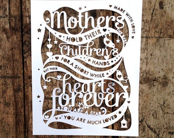 Personalised Papercut Template 'Mothers hold their childrens hands' Mother's Day PDF JPEG SVG