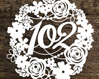 Commercial Use Papercut Template Floral Wreath 102 Birthday Wedding Anniversary PDF JPEG for handcutting & SVG for Cutting Machines