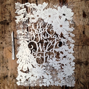 Papercut Template: All Good Things Are Wild & Free (PDF, SVG)