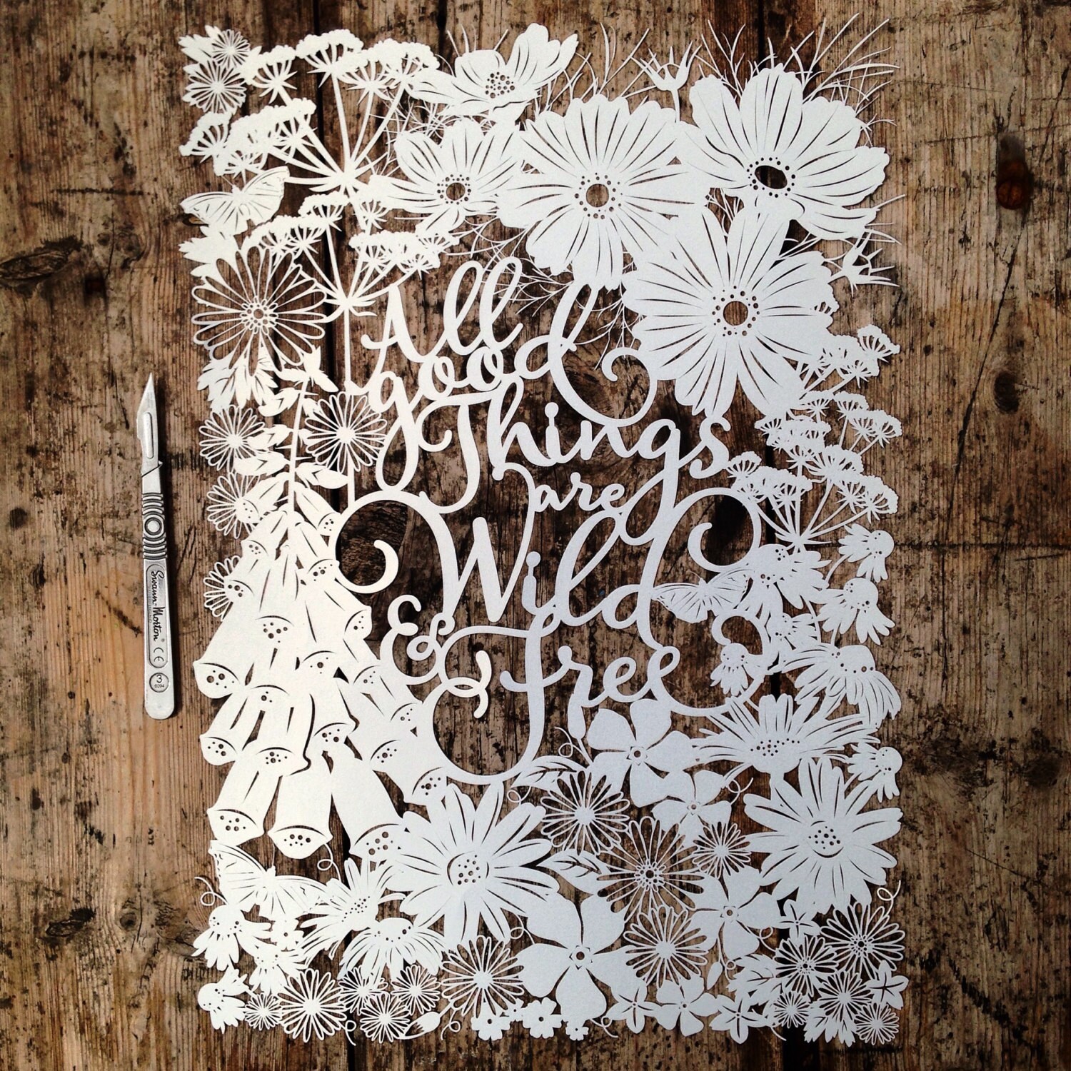 Papercut Template 'All Good Things Are Wild and Free' PDF JPEG for handcutting & SVG file for Silhouette Cameo or Cricut